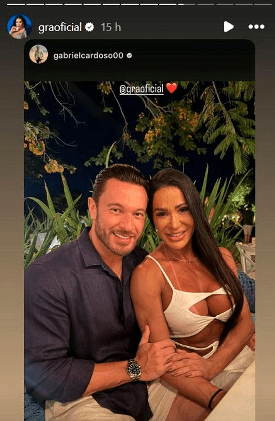 Gracyanne Barbosa aparece com novo affair em clima de romance.