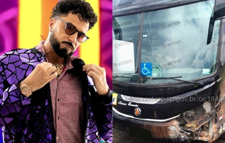 Cantor Latino e equipe sofrem acidente de ônibus na rodovia SP-310 no interior de SP
