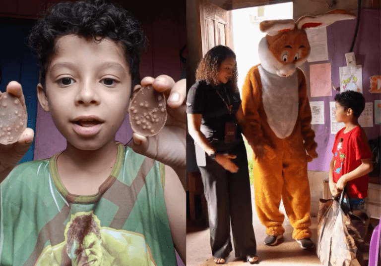 Garoto que viralizou com ovo de Páscoa minúsculo recebe kits de chocolate da Cacau Show