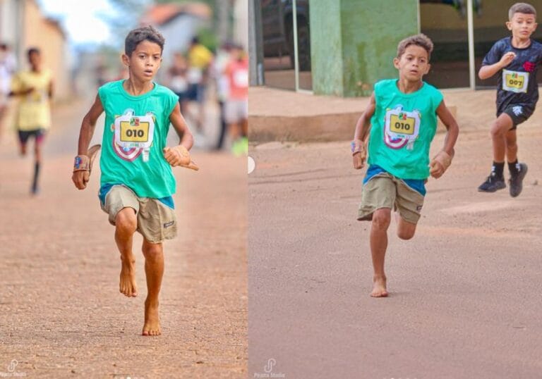 Menino de 8 anos corre 3 km descalço, fica em 2º lugar e recebe onda de solidariedade no Maranhão
