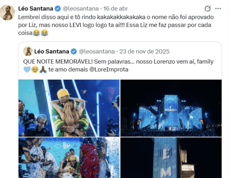 Léo Santana troca nome do futuro filho após veto da filha Liz