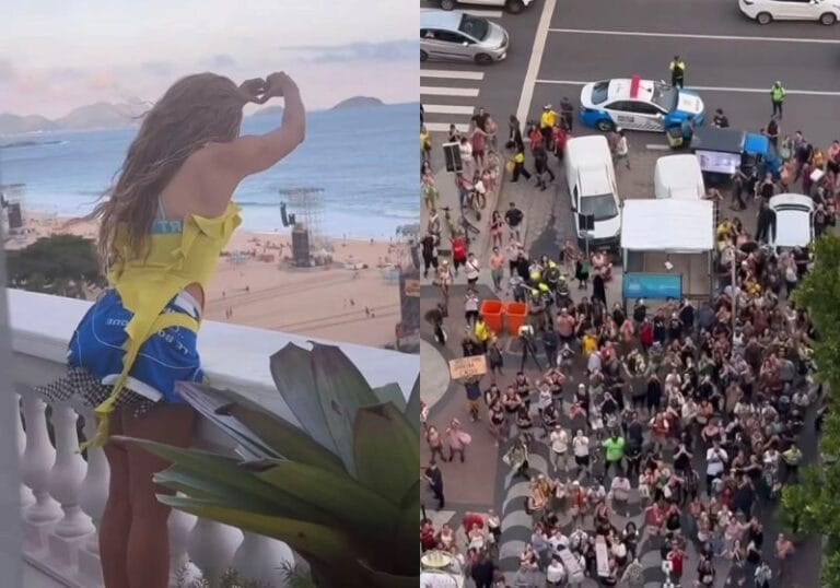 Shakira saúda fãs da sacada de hotel no Rio; show gratuito em Copacabana ocorre neste sábado