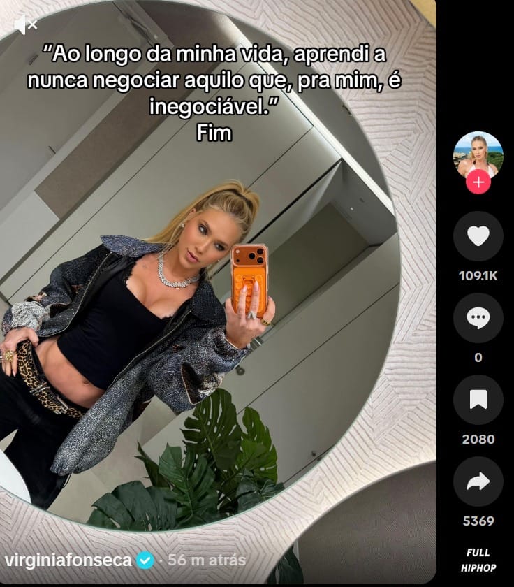 Virginia Fonseca posta indireta após término com Vinícius Júnior e diz que “não negocia com o inegociável”