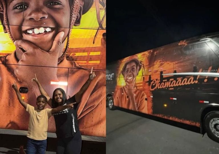 Cantor mirim Ruan Vitor recebe primeiro ônibus personalizado e se emociona antes da turnê de São João