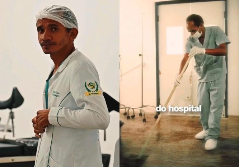 Prefeito tira vassoura e empossa funcionário como técnico de enfermagem