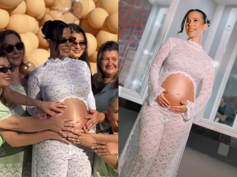Larissa Tomásia anuncia em chá revelação: espera um menino