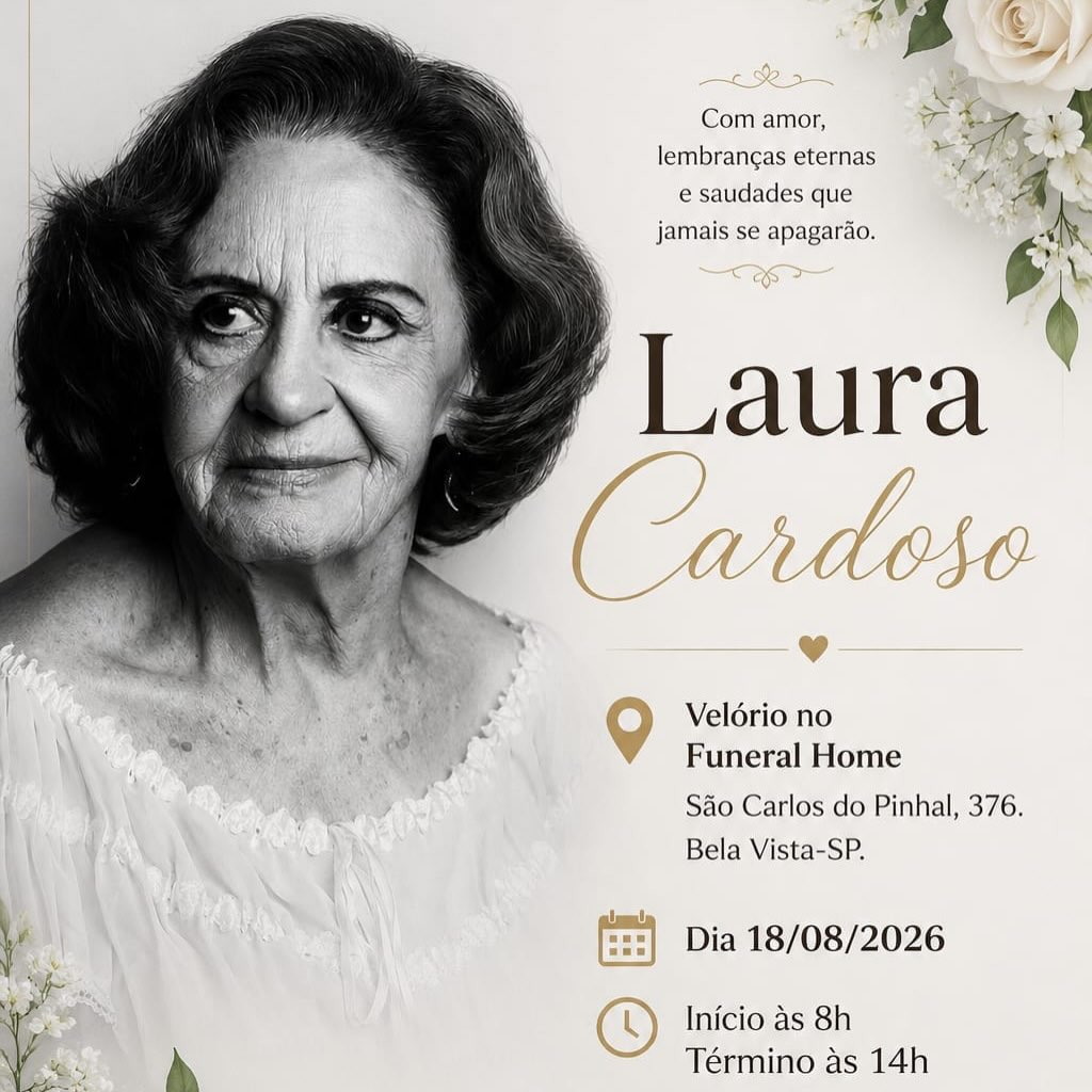 Convite do velório de Laura Cardoso