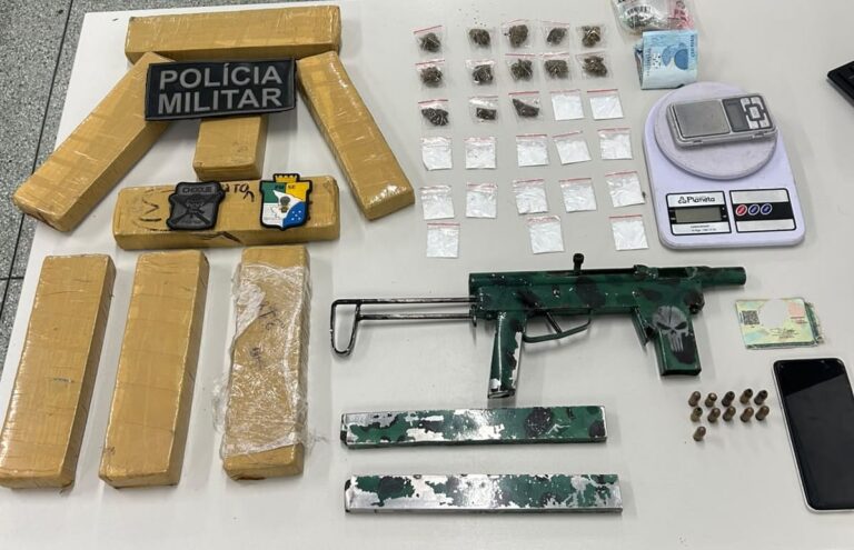 BPChoque prende homem e apreende 5 kg de maconha e arma no Marivan