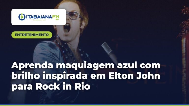 Aprenda maquiagem azul com brilho inspirada em Elton John para Rock in Rio