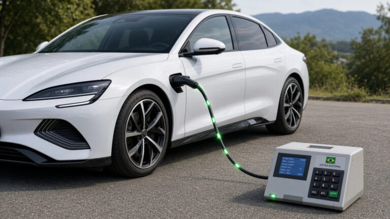 Carro elétrico da BYD abastece cartório e mantém eleições no Paraná